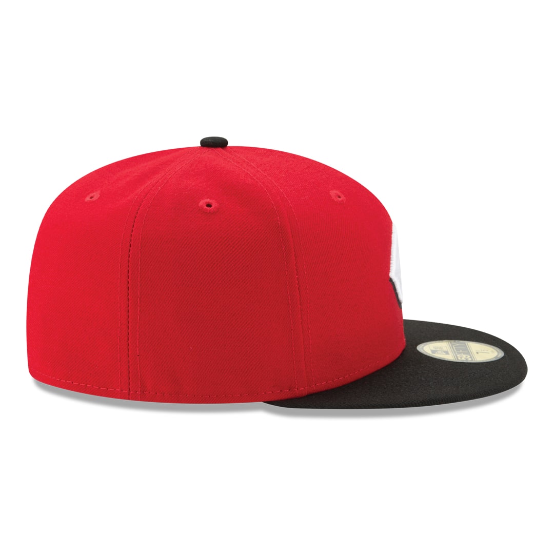 New Era 59FIFTY Cincinnati Reds Road Authentic Collection On-Field Fitted Hat Red Black product image 4, provided for visual