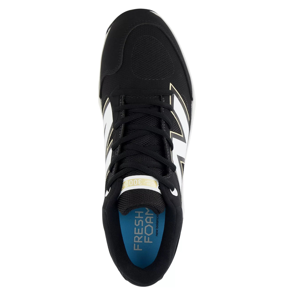 New Balance Fresh Foam 3000v7 Molded Cleats – Black/White (PL3000) product image 6, provided for visual reference and