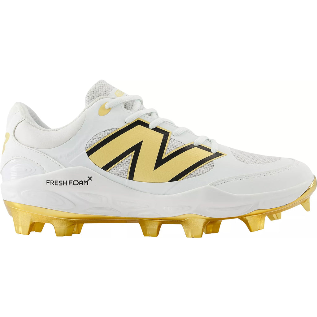 New Balance Fresh Foam 3000v7 Molded Cleats – Black/White (PL3000) product image 1, provided for visual reference and