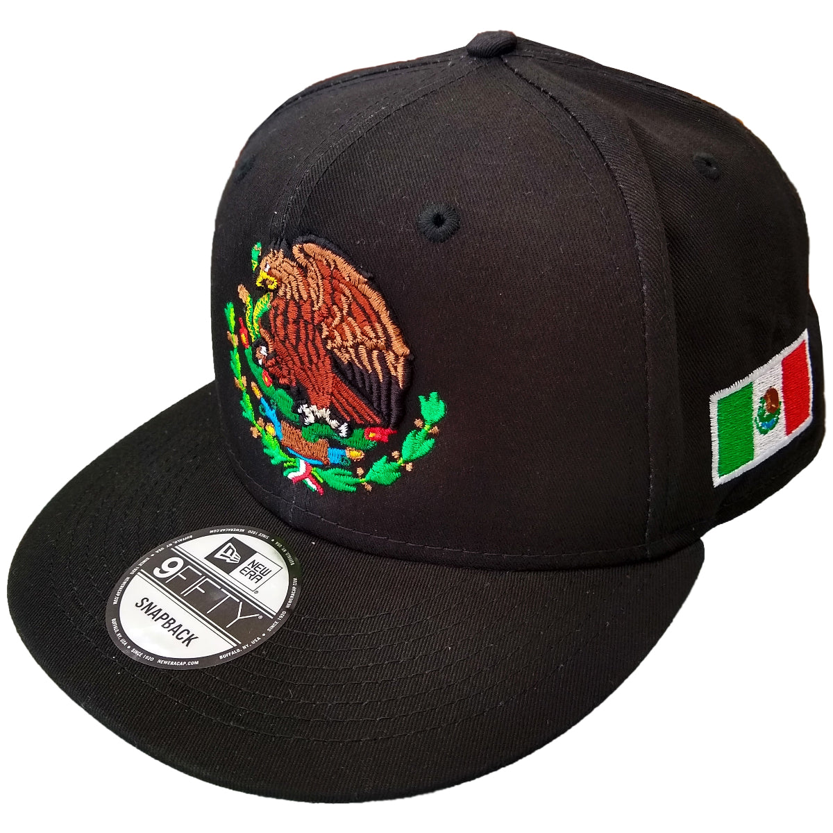 New Era Snapback Black Mexico Shield and Flag Hat product image 1, provided for visual reference and product detail review