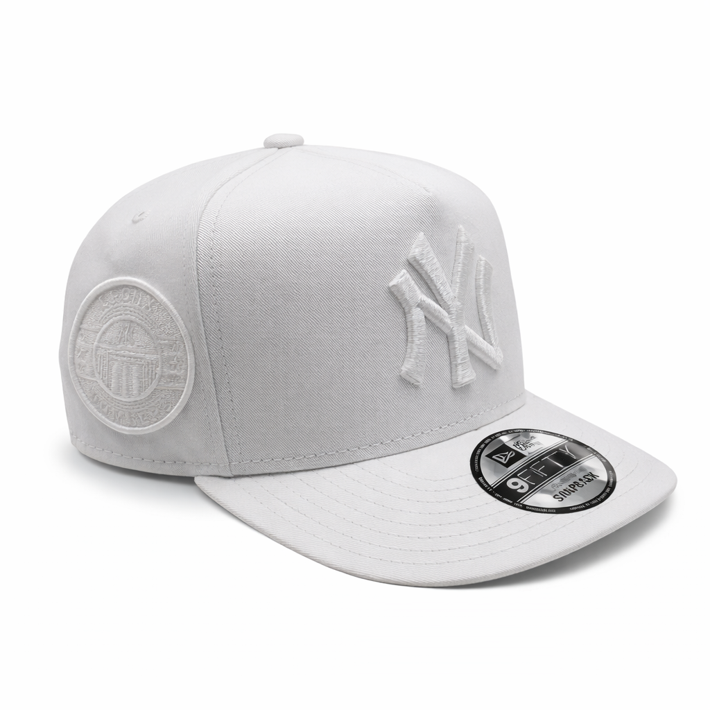 New York Yankees 9FIFTY AF Curved Bronx Bombers Snapback Cap – White Adjustable MLB Flat Curved Brim Hat product image 1,
