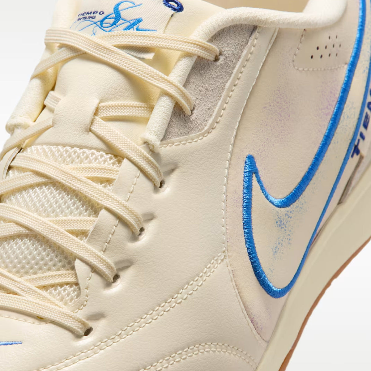 Nike Tiempo Streetgato PRM Indoor/Court Low-Top Soccer Shoes Coconut Milk Gum Blue Crystal product image 2, provided for