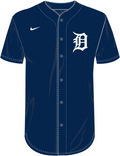 Nike Detroit Tigers Full Button Jersey - Navy product image 1, provided for visual reference and product detail review