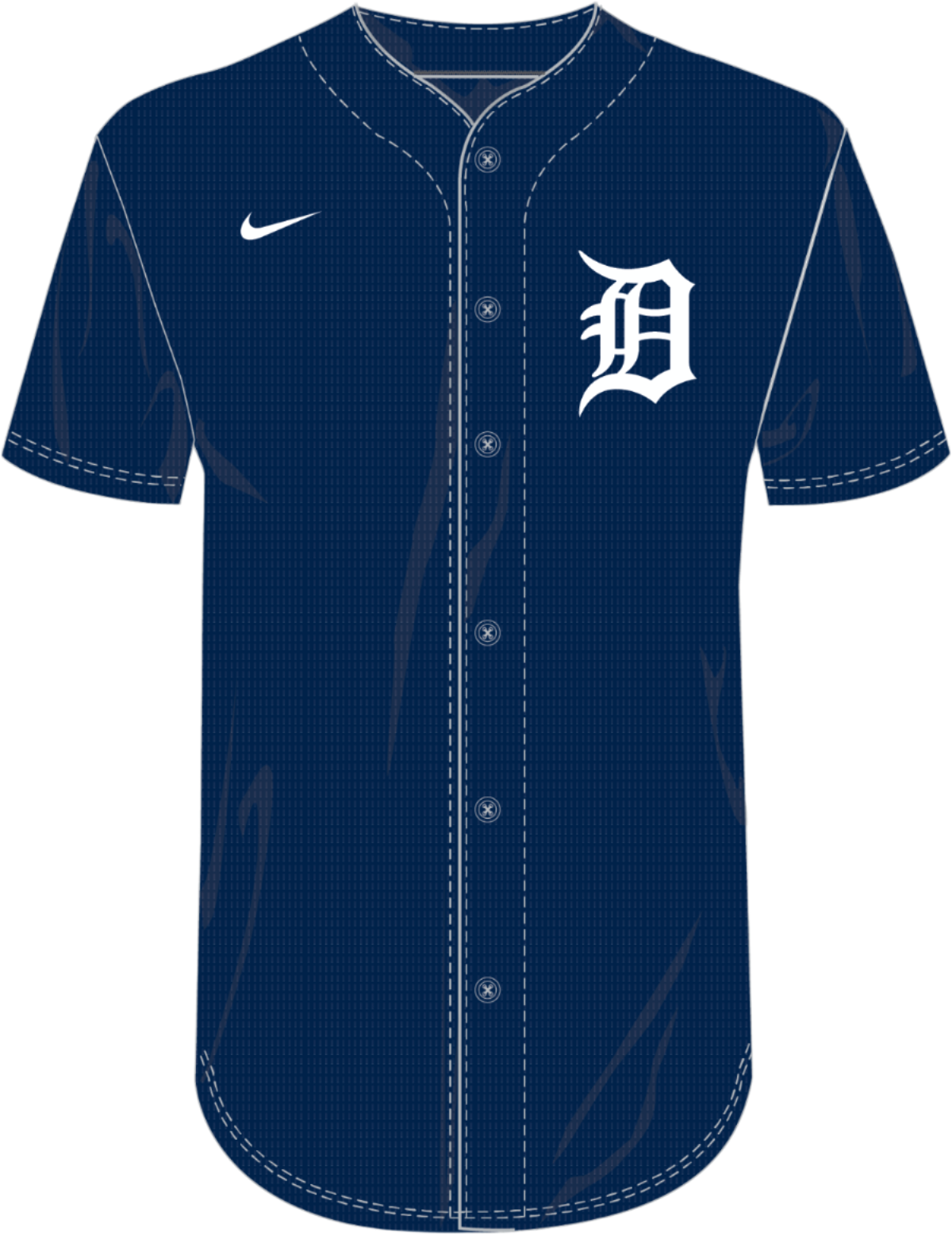 Nike Detroit Tigers Full Button Jersey - Navy product image 1, provided for visual reference and product detail review