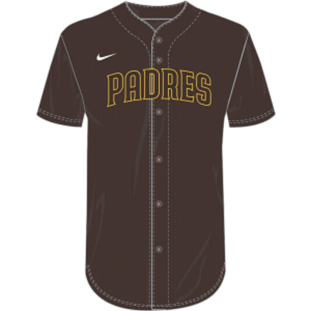 Nike San Diego Padres Full Button Jersey - Brown product image 1, provided for visual reference and product detail review