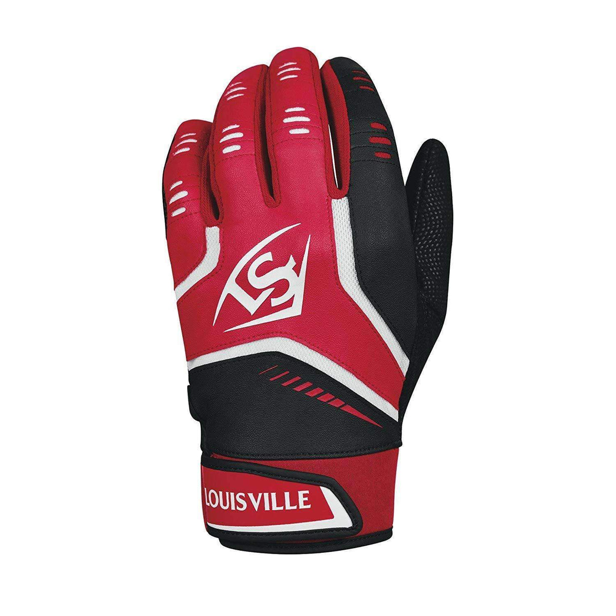 Louisville Slugger Omaha Adult Batting Gloves Red-Black product image 1, provided for visual reference and product detail