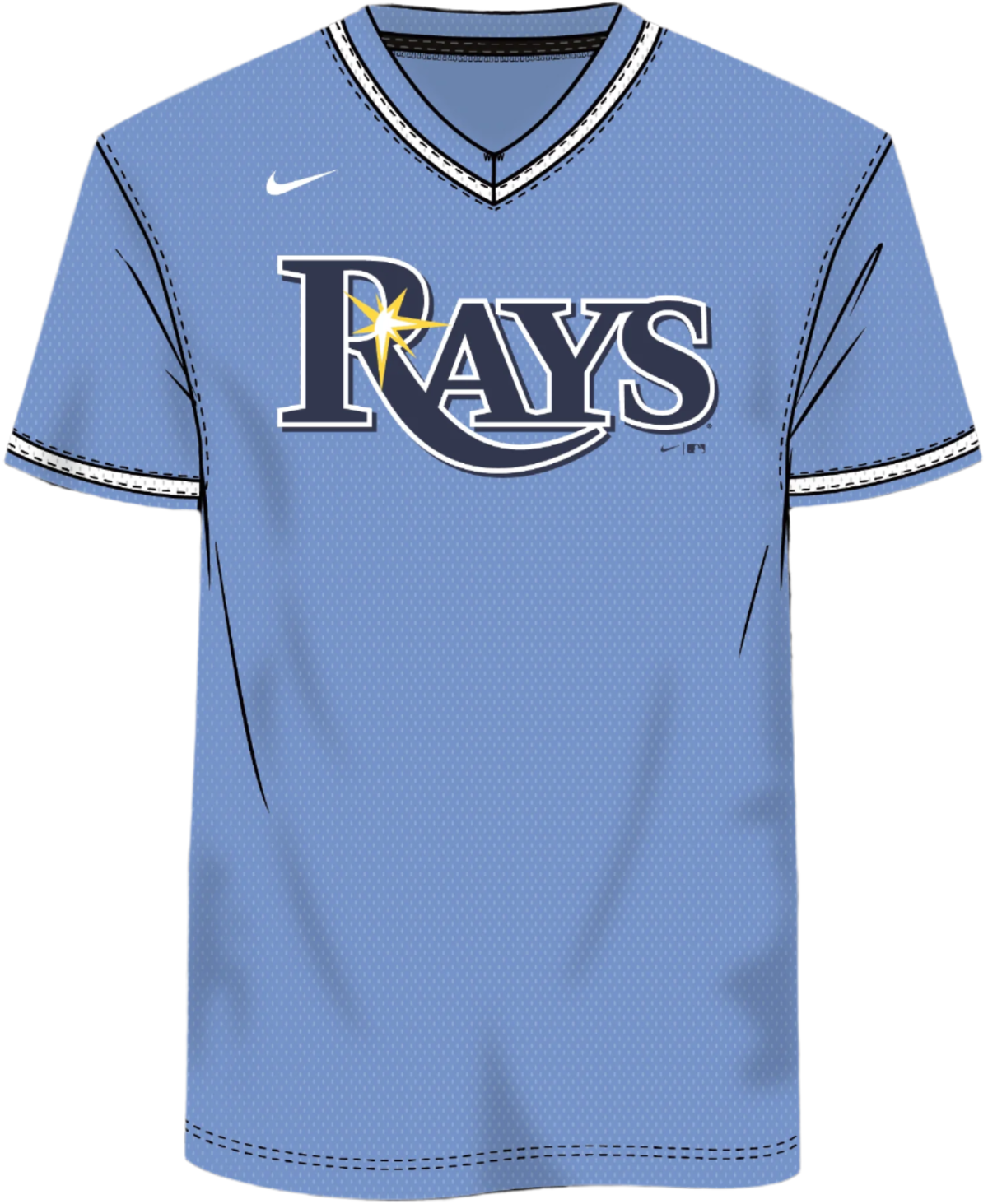 Oversize - Nike Tampa Bay Rays Men MLB Institutional V-Neck SS Synthetic Jersey product image 1, provided for visual