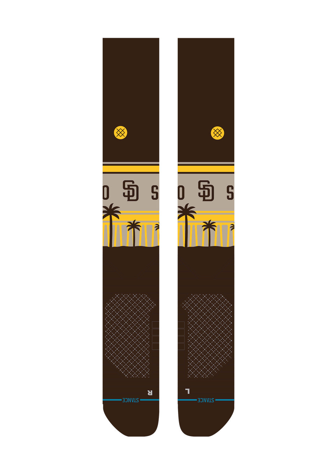 San Diego Padres PALMS OTC Stance Socks – Over-the-Calf, Medium Cushioning product image 1, provided for visual reference