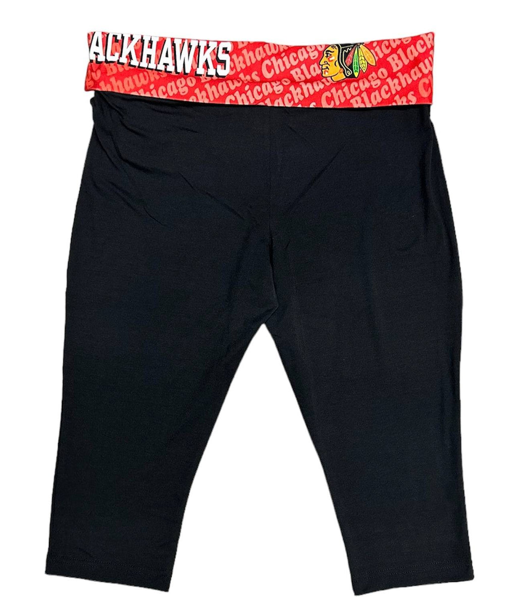 Chicago Blackhawks Cameo Fold Over Capri Leggings By Concepts Sport product image 1, provided for visual reference and