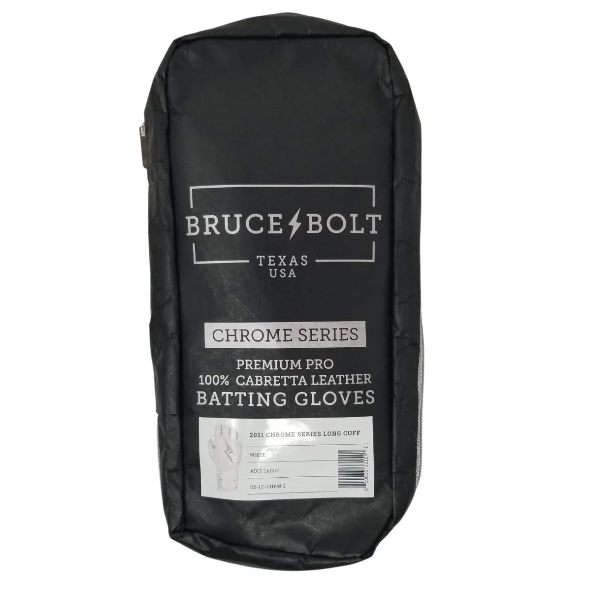 Bruce Bolt Premium Pro Chrome Series Long Cuff Batting Gloves - Black/Chrome product image 4, provided for visual reference