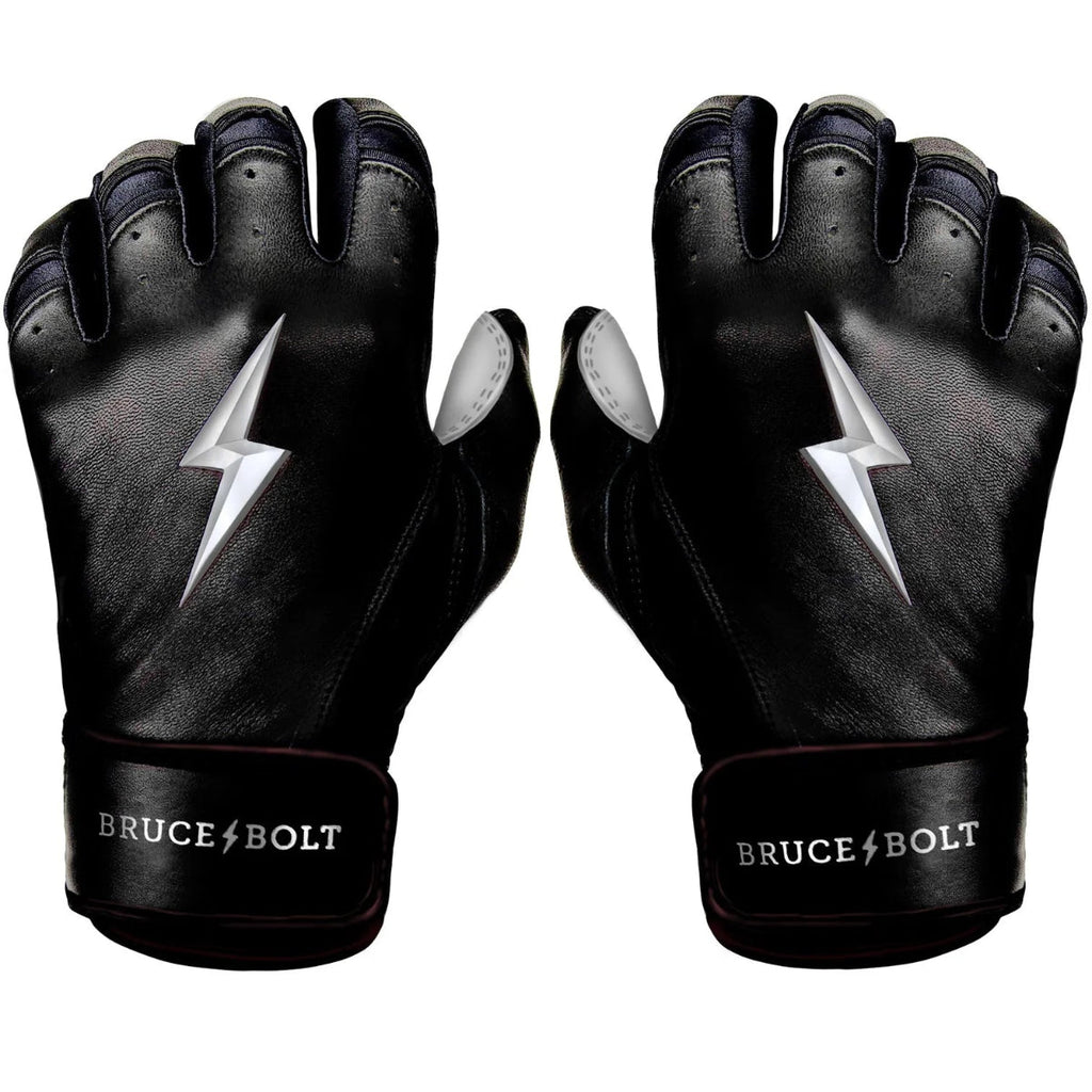 Premium Pro Chrome Series Short Cuff Batting Gloves - Black product image 1, provided for visual reference and product