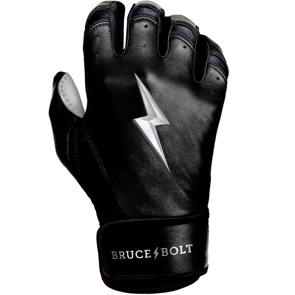 Premium Pro Chrome Series Short Cuff Batting Gloves - Black product image 2, provided for visual reference and product