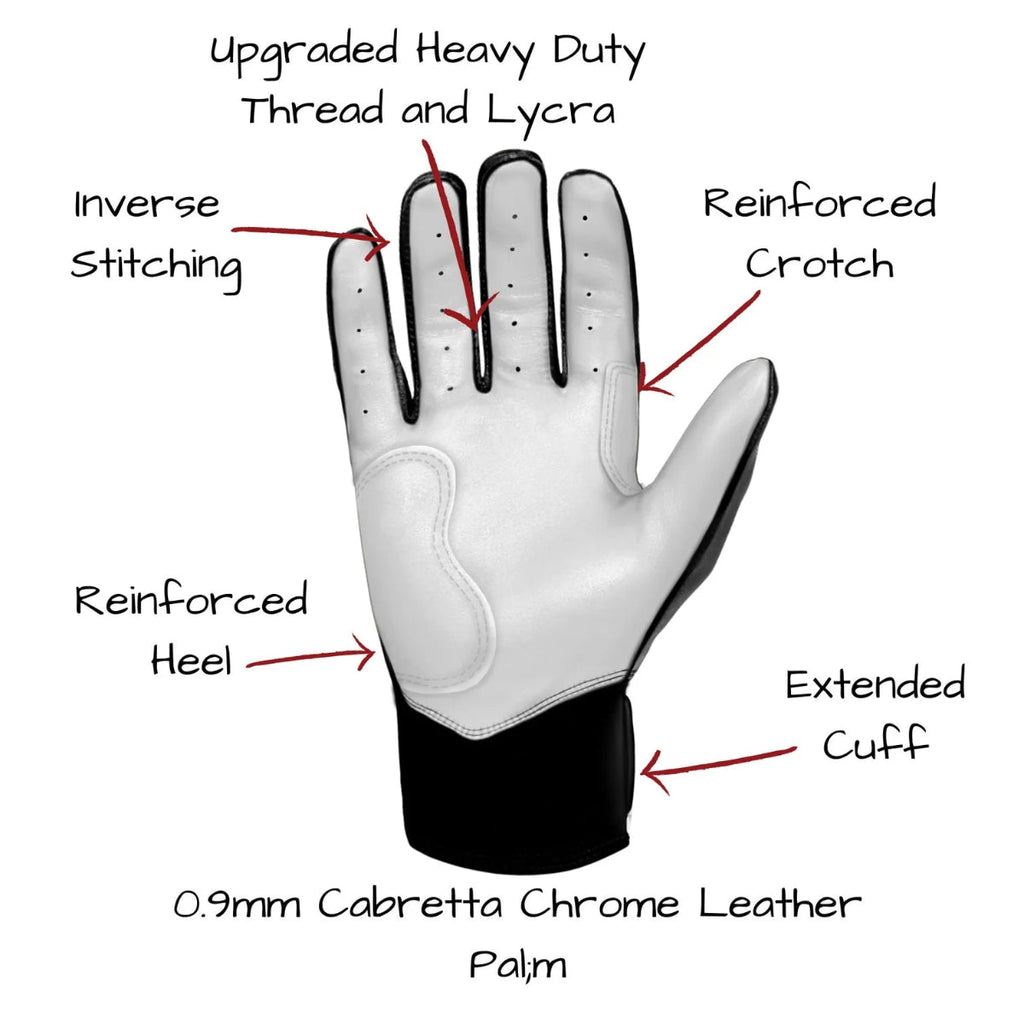 Premium Pro Chrome Series Short Cuff Batting Gloves - Black product image 4, provided for visual reference and product