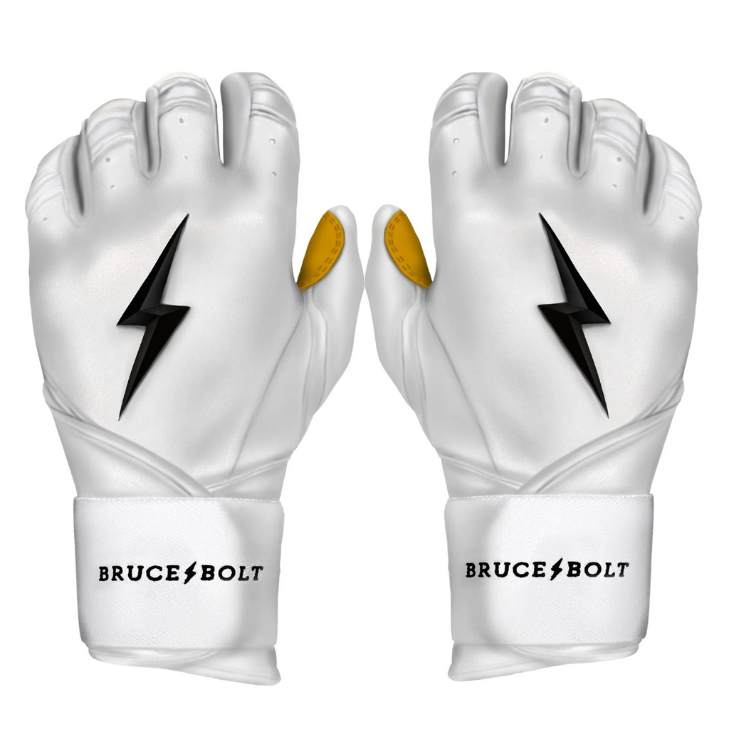 Premium Pro Long Cuff Batting Gloves - White product image 1, provided for visual reference and product detail review