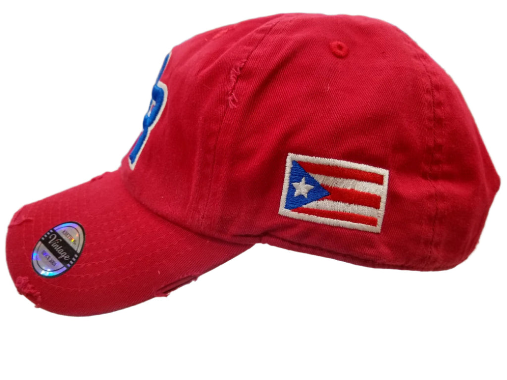 Puerto Rico Vintage Red / Royal Blue Logo Hats product image 2, provided for visual reference and product detail review