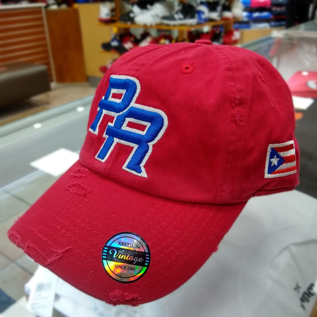 Puerto Rico Vintage Red / Royal Blue Logo Hats product image 4, provided for visual reference and product detail review