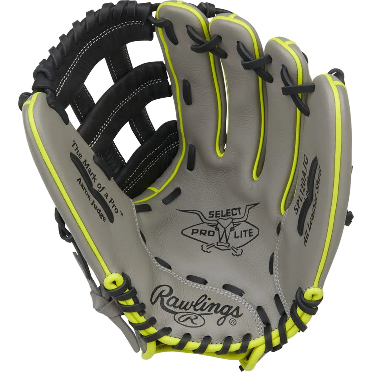 Rawlings Select Pro Lite Aaron Judge 12” Baseball Glove RHT Youth Gray Black Pro H Web - SPL120AJG product image 2, provided