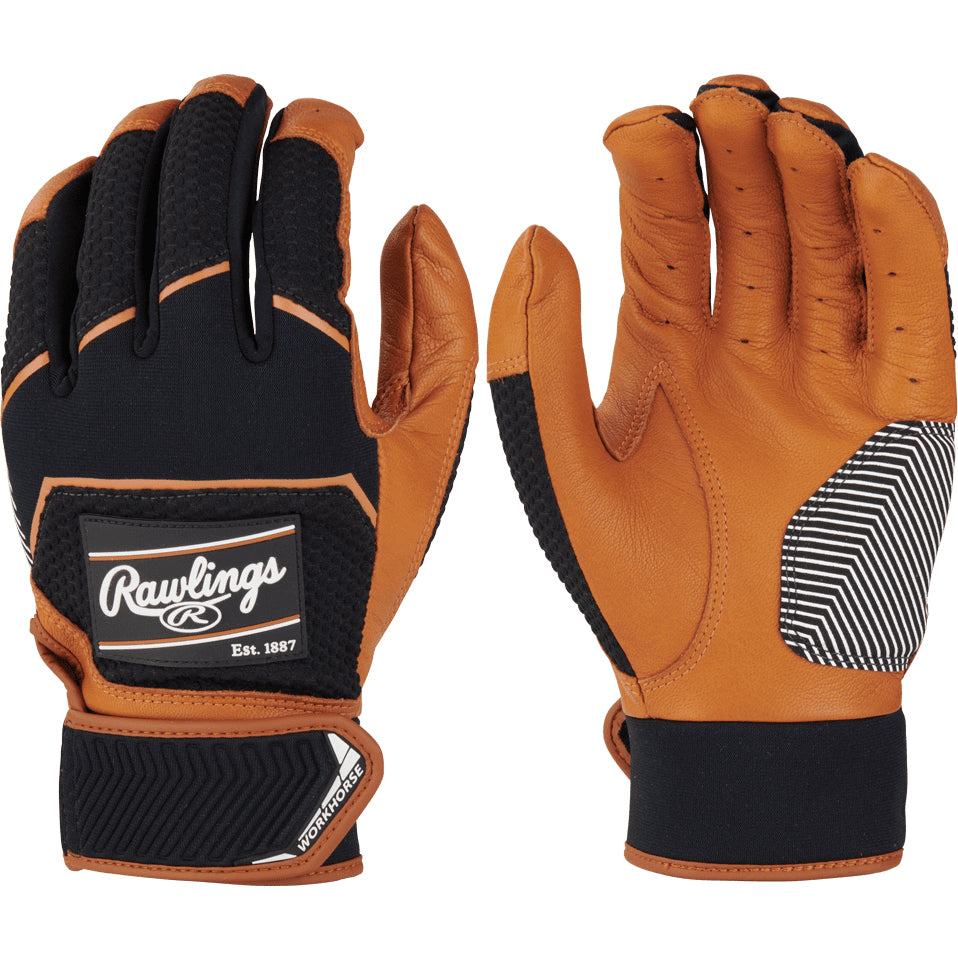 Rawlings Workhorse Adult Batting Gloves - WH22BG-CAR/B product image 1, provided for visual reference and product detail