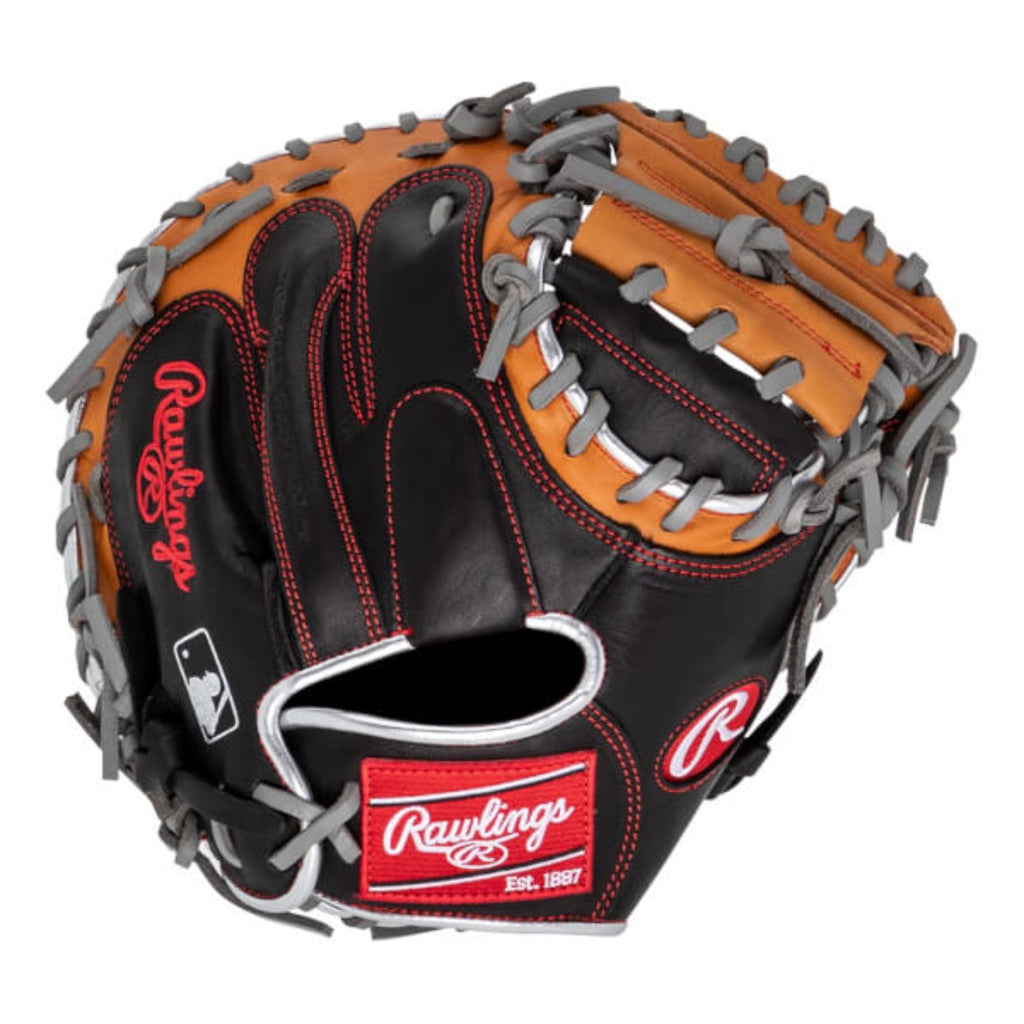 Rawlings R9CMU 23BT 32” Youth RHT Catcher’s Mitt – R9 Series Black/Tan | Durable Leather, Reinforced Palm & Quick Break-In