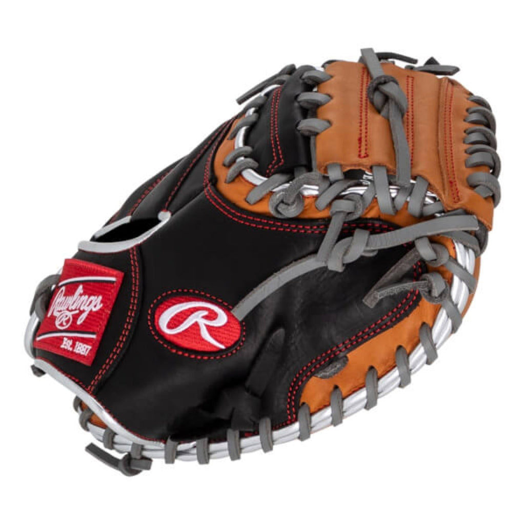 Rawlings R9CMU 23BT 32” Youth RHT Catcher’s Mitt – R9 Series Black/Tan | Durable Leather, Reinforced Palm & Quick Break-In