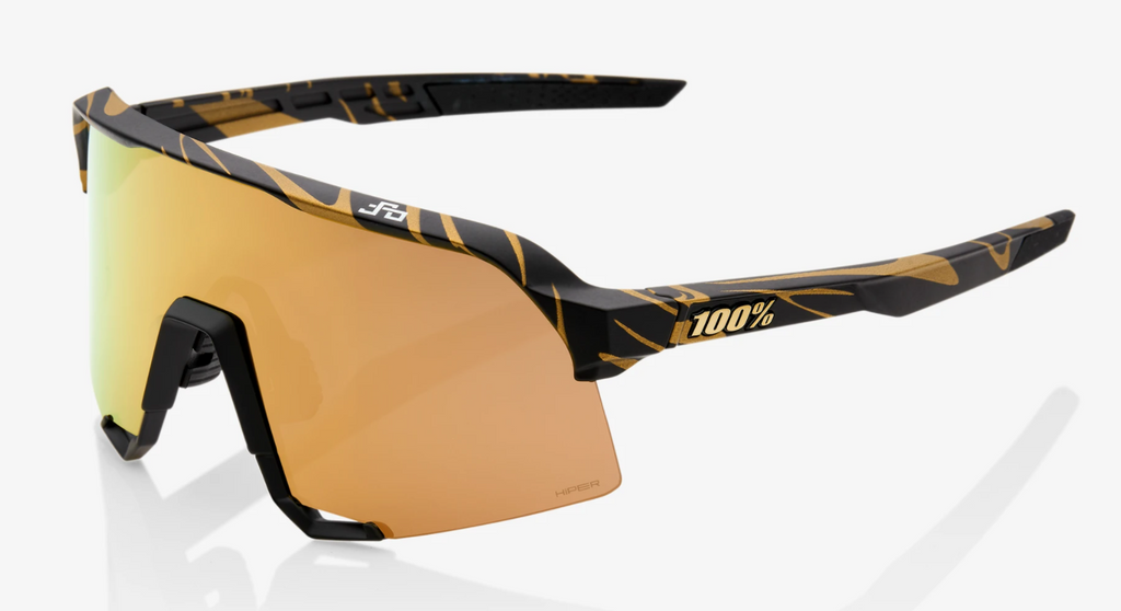100% S3® Peter Sagan LE Metallic Gold Flake HiPER Gold Mirror + Lens product image 2, provided for visual reference and