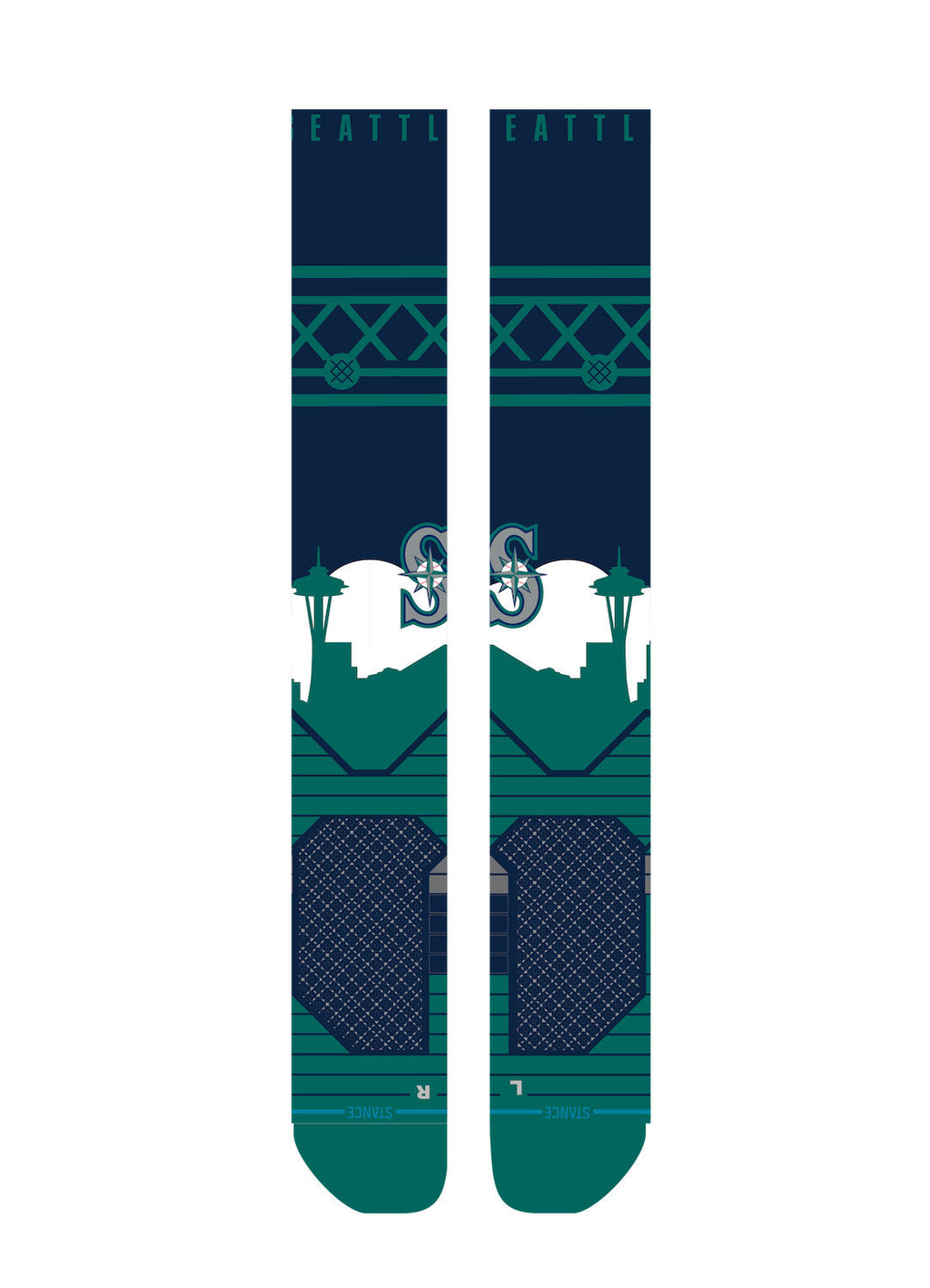 Seattle Mariners SEA SKYLINE OTC Stance Socks – Over-the-Calf, Medium Cushioning product image 2, provided for visual