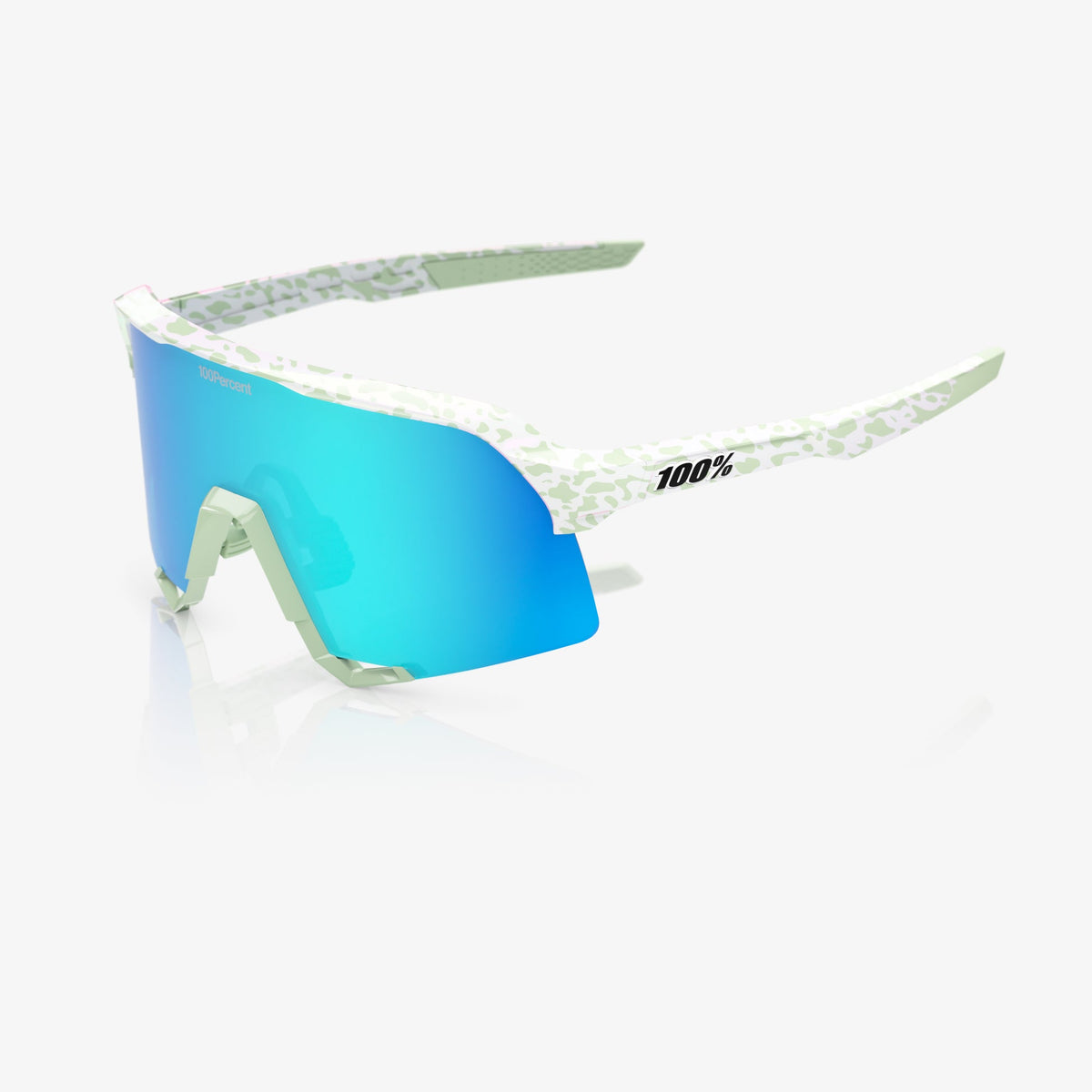 100% S3 LE Elly 2 Sunglasses – Polished Light Green Frame with Blue Topaz Mirror Lens product image 5, provided for visual