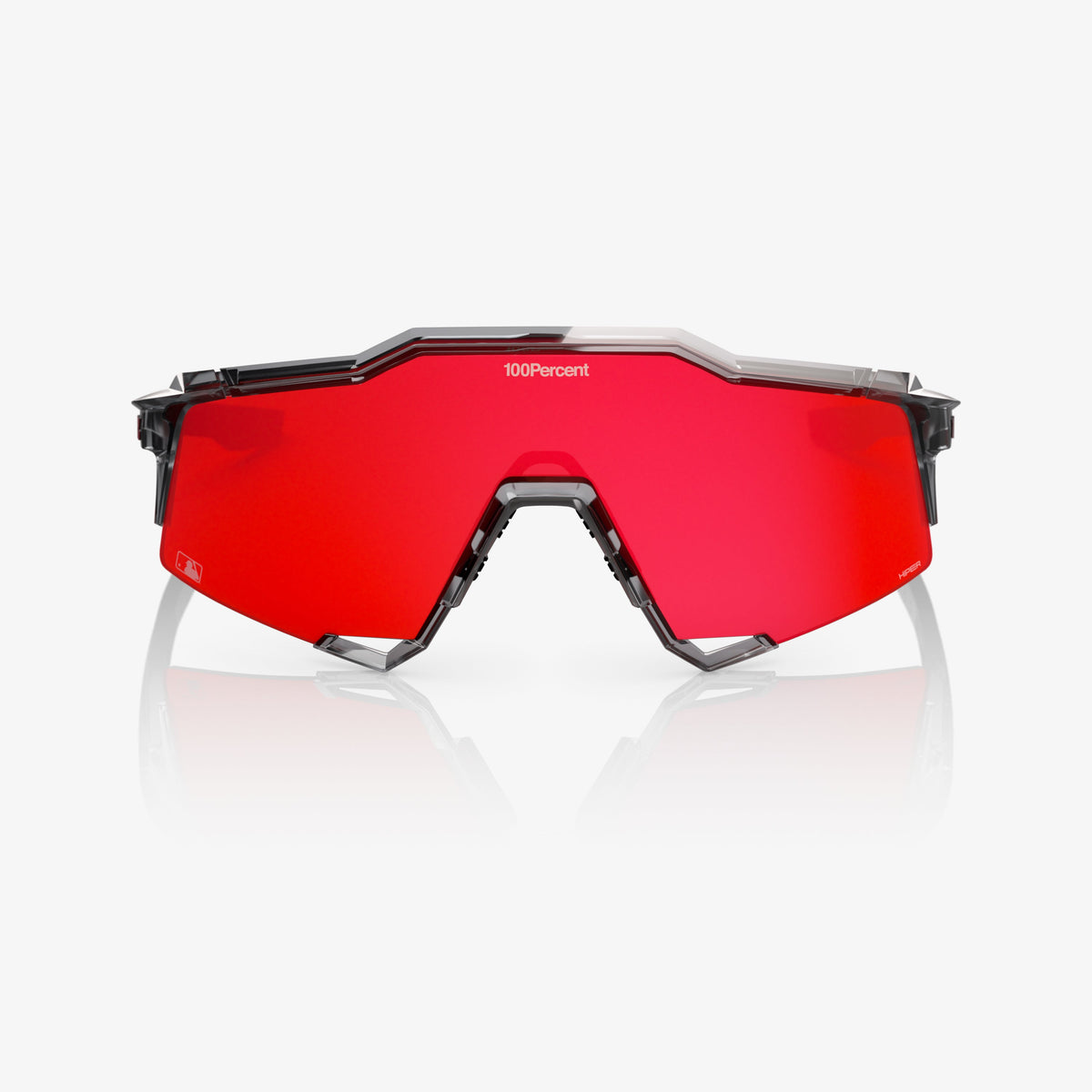 100% SPEEDCRAFT MLB Authentic Sunglasses – Polished Translucent Grey Frame with HiPER® Fire Red Mirror Lens | Performance