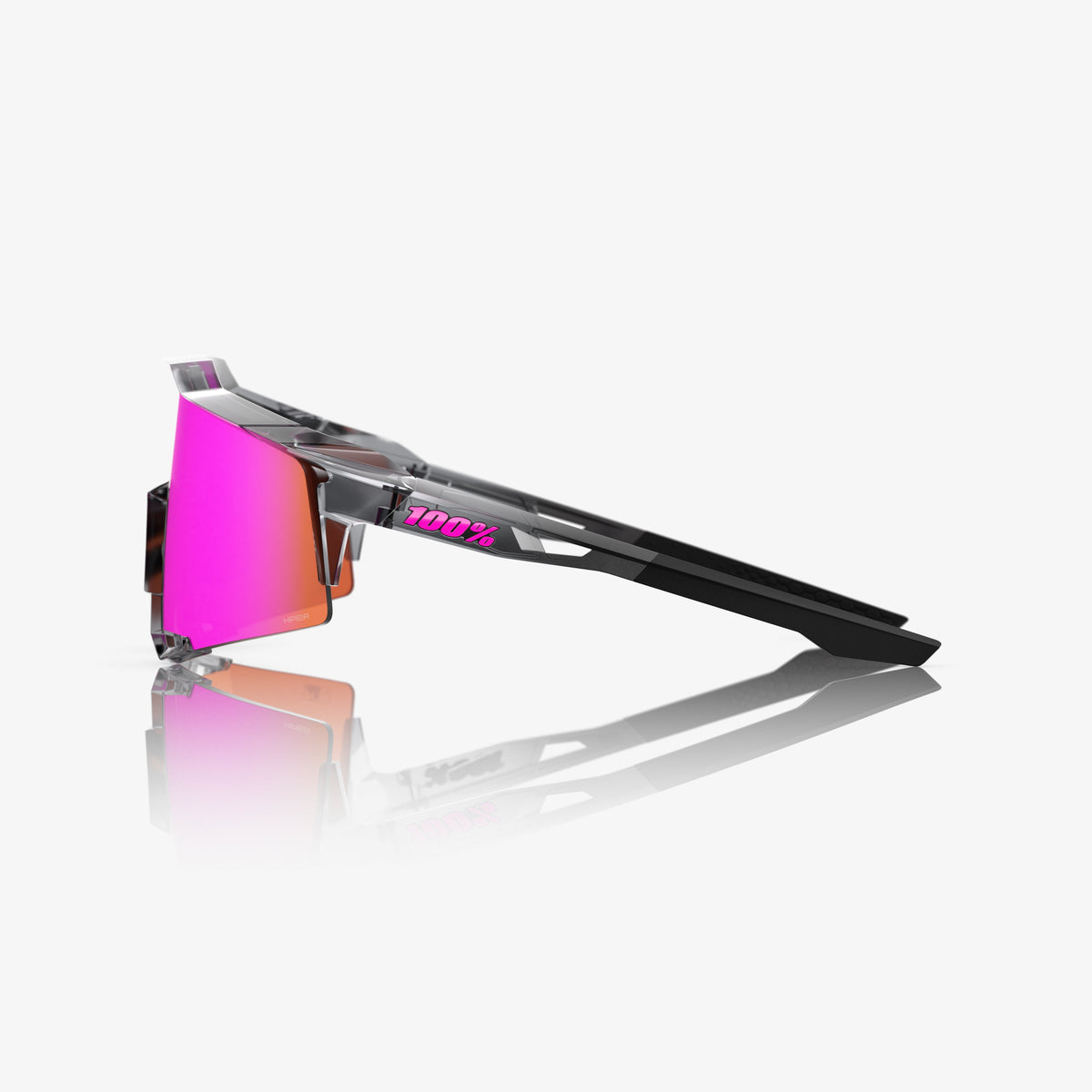 100% SPEEDCRAFT MLB Authentic Sunglasses – Polished Translucent Grey Frame with HiPER® Vital Pink Mirror Lens | Performance