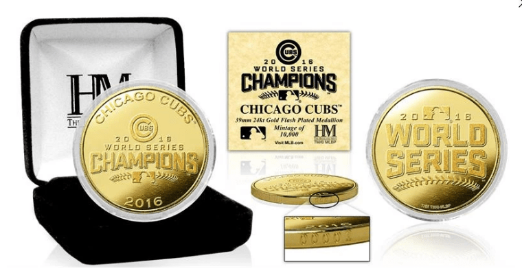 Chicago Cubs 2016 World Series Champions Gold Mint Coin product image 1, provided for visual reference and product detail