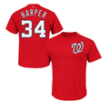 Washington Nationals Bryce Harper Majestic Red Official Name and Number T-Shirt product image 1, provided for visual
