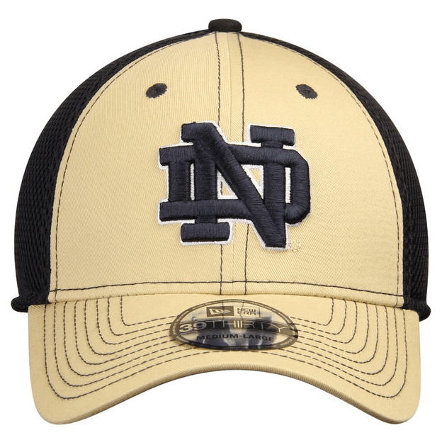 New Era Gold/Navy Notre Dame Fighting Irish Team Front Neo 39THIRTY Flex Hat product image 2, provided for visual reference