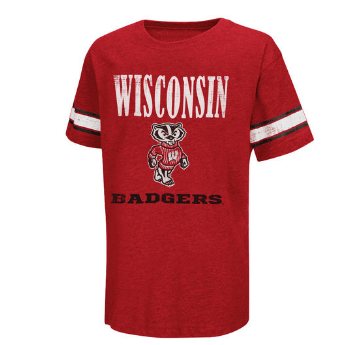 Wisconsin Badgers Youth Free Agent T-Shirt By Colosseum Athletics product image 1, provided for visual reference and product