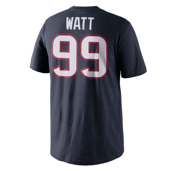 Youth J.J. Watt Houston Texans Nike Player Name & Number T-Shirt product image 2, provided for visual reference and product