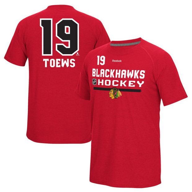Youth Chicago Blackhawks Jonathan Toews Reebok Red Freeze Speedwick Name & Number T-Shirt product image 1, provided for