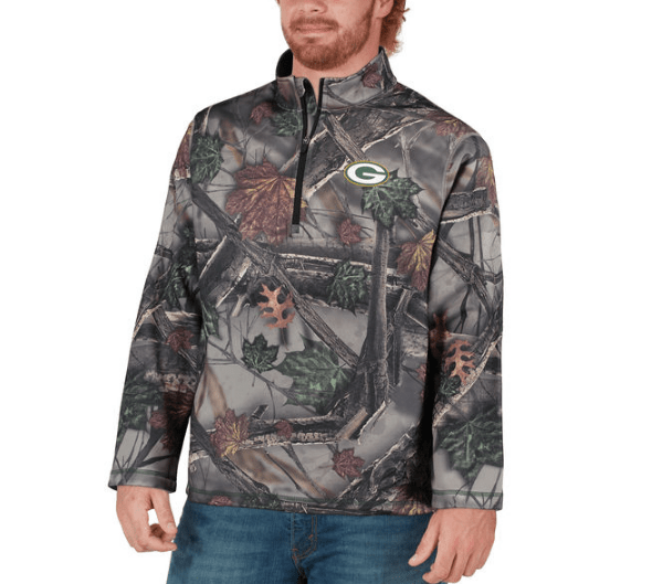 Green Bay Packers Majestic Camo The Woods Half Zip Jacket for Men product image 4, provided for visual reference and product
