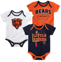 Chicago Bears Infant 3-Pack Tiny Fan Creepers product image 1, provided for visual reference and product detail review