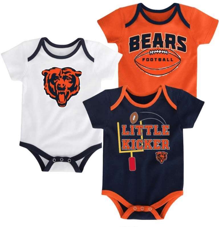 Chicago Bears Infant 3-Pack Tiny Fan Creepers product image 1, provided for visual reference and product detail review