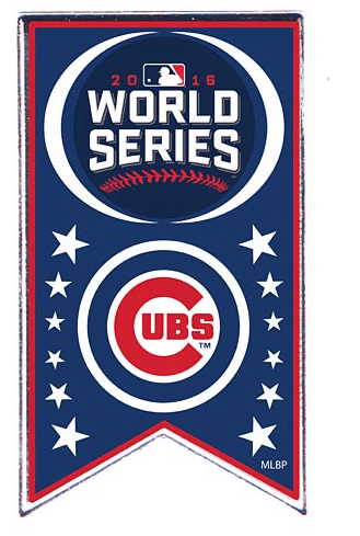 Chicago Cubs 2016 World Series Banner Souvenir Pin product image 1, provided for visual reference and product detail review
