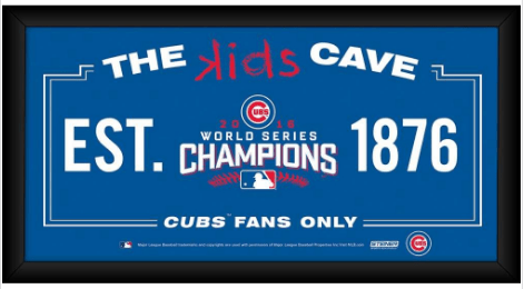 Chicago Cubs 2016 World Series Champions Framed 6x12 Kids Cave Sign product image 1, provided for visual reference and