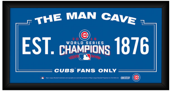 Chicago Cubs 2016 World Series Champions Framed 6x12 Man Cave Sign product image 1, provided for visual reference and