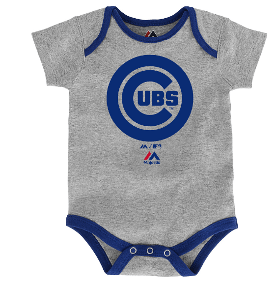 Newborn Chicago Cubs Home Run 3-Pack Bodysuit Set By Majestic product image 3, provided for visual reference and product