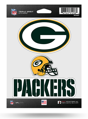 Green Bay Packers Triple Spirit Stickers By Rico product image 1, provided for visual reference and product detail review