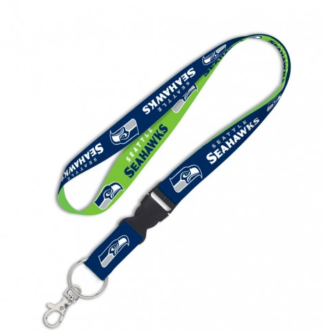 Seattle Seahawks Double Sided Lanyard With Detachable Buckle By Wincraft product image 1, provided for visual reference and