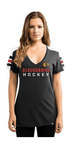 Chicago Blackhawks Black Majestic Goal Cage T-Shirt By Majestic for Women product image 2, provided for visual reference and
