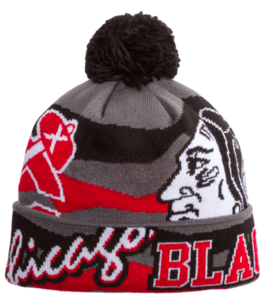 Chicago Blackhawks Youth 2014 Stadium Series Cuff Pom Knit-Gray product image 1, provided for visual reference and product