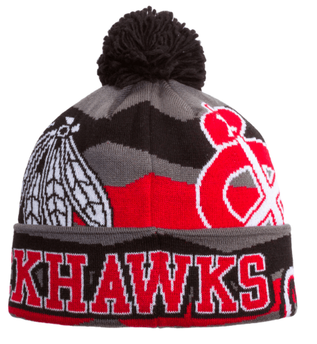 Chicago Blackhawks Youth 2014 Stadium Series Cuff Pom Knit-Gray product image 2, provided for visual reference and product