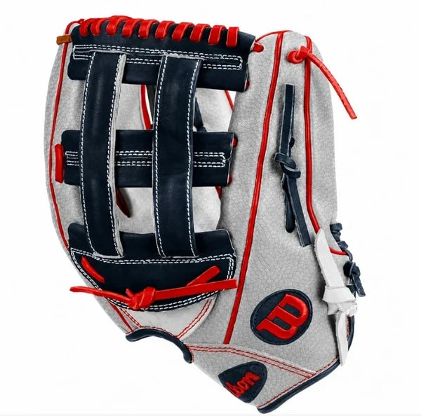 Wilson A1000SP 1922 Rocket SMU 13-Inch Slowpitch Softball Glove | White/Navy/Red product image 2, provided for visual