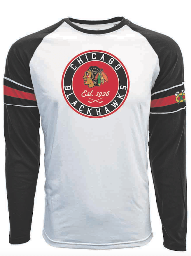 Chicago Blackhawks Faceoff Circle Long Sleeve T-Shirt By Levelwear product image 1, provided for visual reference and