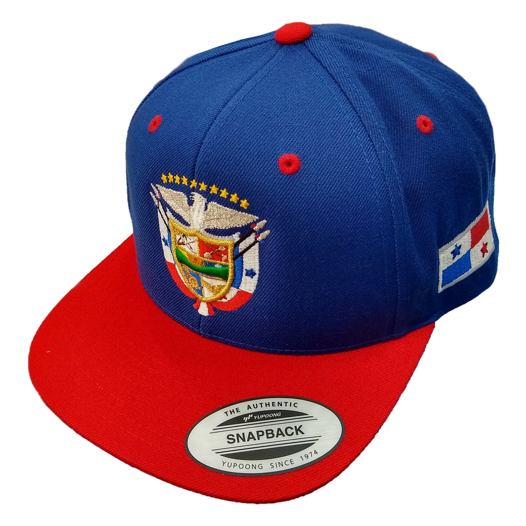 Snapback Panama Hats with Embroidered Panama Shield and Flag product image 2, provided for visual reference and product